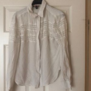 Bebe button up lace top